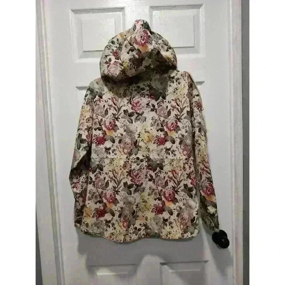 Margot Floral Hooded Full Zip Snap Button Coat Jacket With Pockets Size XSMALL - Picture 13 of 16